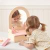OOOK Wooden Vanity Makeup Table for Kids, Toddler Pretend Play Dressing Table with Mirror & Drawer, Vanity Toy with 10 Pcs Accessories, Gift for Little Girls Age 3+ view 2