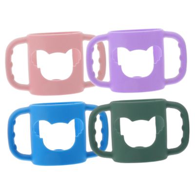 4Pcs Silicone Bottle Handles Fit for Wide Neck Milk Bottles Soft Comfortable Grip for Little Hands Easy to Clean