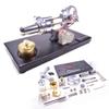 Kafoopolly Cylinder Stirling Engine Generator, Heat Engine with 4 LED Lights and Black Metal Base DIY Steam Model Set, Desktop Mechanical Decoration Gift view 1