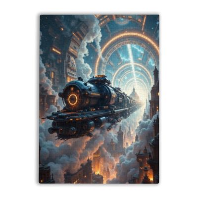 1000 Piece Adult Christmas Jigsaw Puzzle A Maglev Train Running Through A Futuristic City with A Circular Tunnel Ideal Gift for Lovers of Unique Puzzle Designs