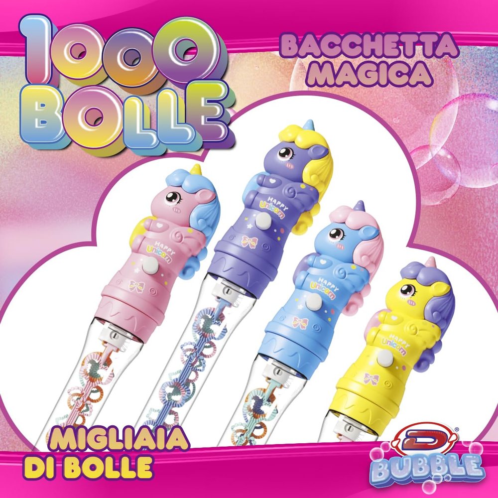 D-KIDZ Dynit: DIP77712 Magic Wand 1000 Bubbles Unicorn (Assortment)