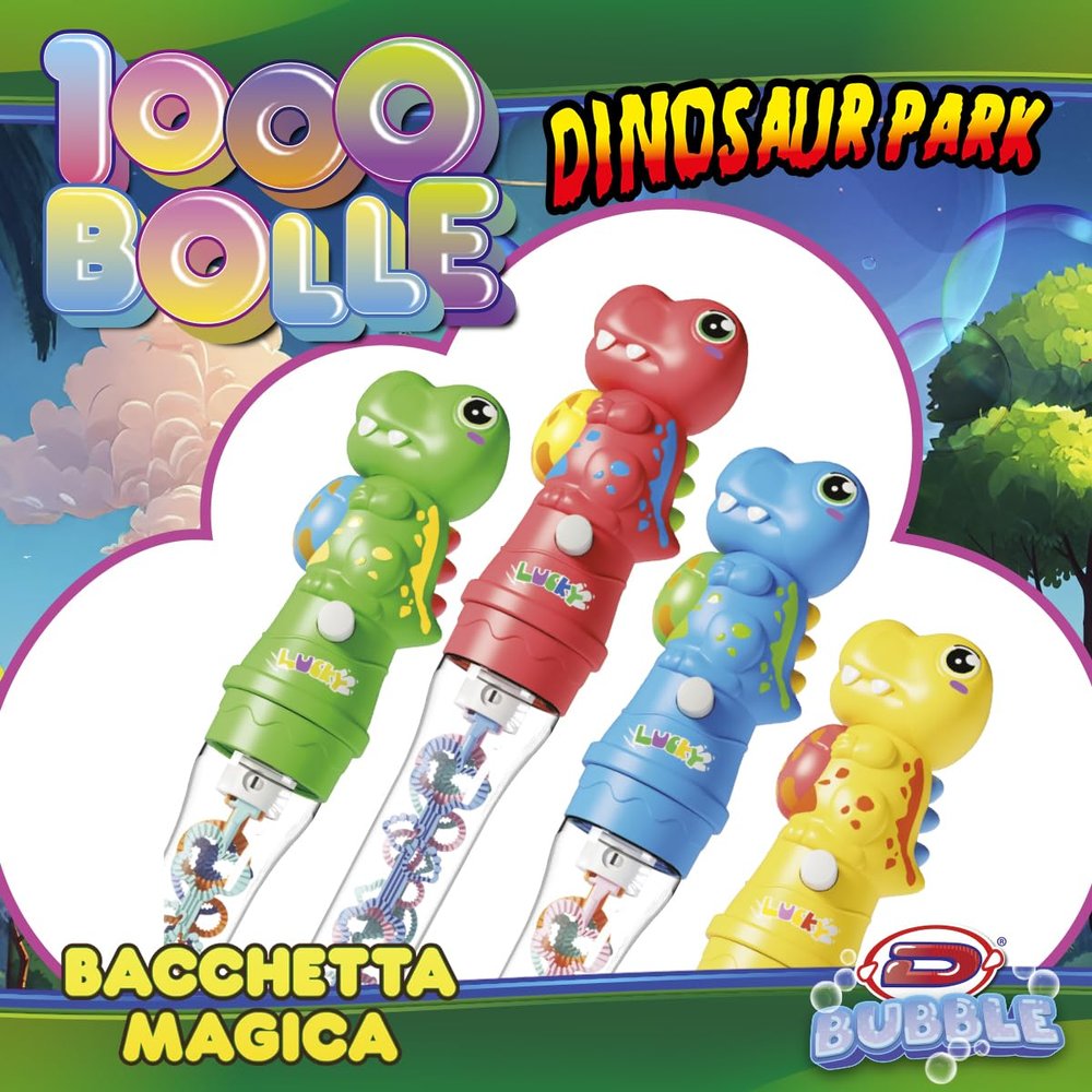 D-KIDZ Dynit DIP77713 Magic Wand 1000 Bubbles Dinosaur Park (Assortment)