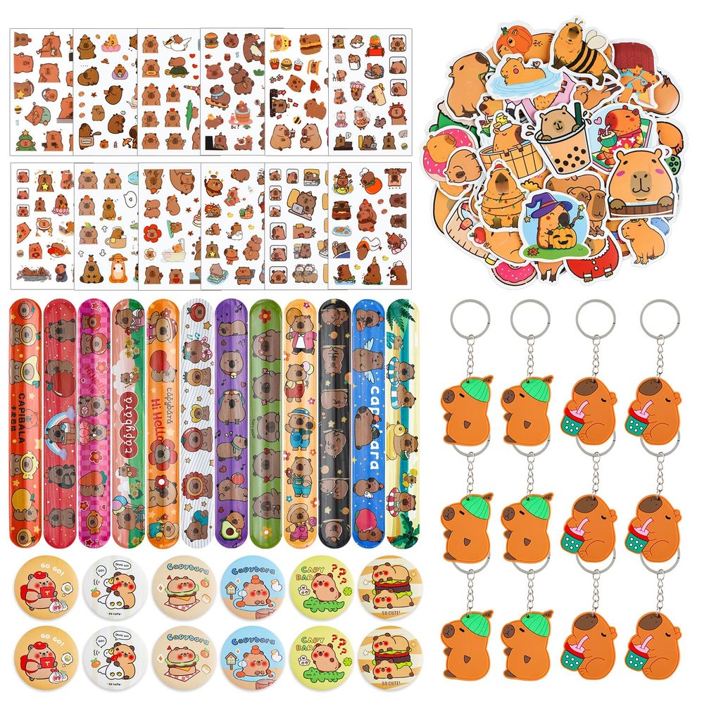 196pcs Capybara Party Favors, Capybara Party Gift Supplies for Birthday Party, Classroom Rewards, Serve 24