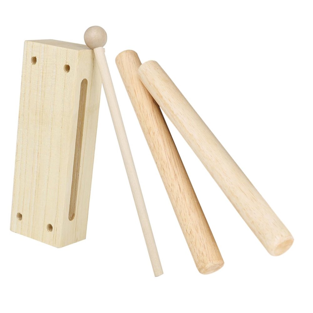 1Set Percussion Rhythm Block with Mallet Drumsticks Music Teaching Supply for Beechwood Construction Compact Lightweight Design for