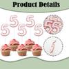10 Pcs Number 5 Cupcake Toppers Pink Glitter Cupcake Decoration for Number 5 Birthday Party Cupcake Decor Supplies view 4