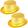2 Pcs Adult Glitter Top Hats Magician Hat with Gold Trimming Party Hats Top Hat for Halloween Cosplay Party Accessory (Color Style 1) view 1