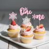 12 Pcs 1st Birthday Cupcake Toppers Pink Silver Glitter Snowflake Number One Cupcake Decoration for Boys Girls One Year Old Birthday Baby Shower Anniversary Party Cupcake Decor Supplies view 4