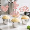 12 Pieces Cupcake Toppers, Sparkling Pink Cupcake Decorations for Baby 1st Birthday Party, Valentine's Day Themed Party view 2