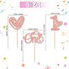 12 Pieces Cupcake Toppers, Sparkling Pink Cupcake Decorations for Baby 1st Birthday Party, Valentine's Day Themed Party view 3