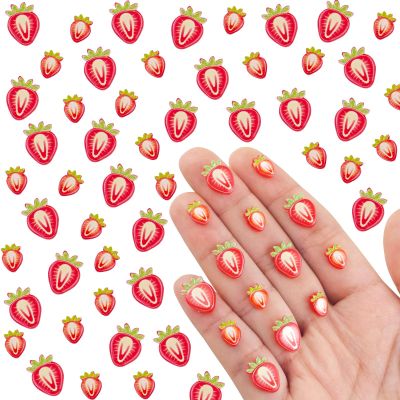 120 Pieces Tiny Strawberry Decor for Dollhouse Micro Resin Decor for DIY Crafts Mini Things for Fairy Garden Micro Landscaping Decoration