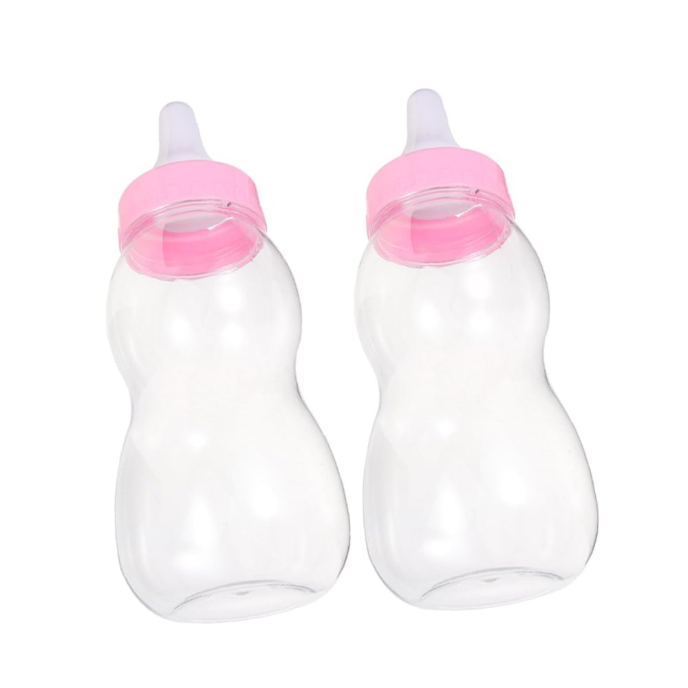 2Pcs Pink Bottle Coin Bank Detachable Plastic Money Box for Shower Birthday Party Decoration Spacious Storage for Savings Fun and Engaging Piggy Bank