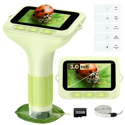 3.0" Screen Digital Microscope for Kids: 1000X Rechargeable Mini Pocket Portable Miniscope Magnifying Glass 4K Coin Jewelry Loupe Edu Science STEM Toy Xmas Gift 4-12 Boys Girls