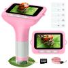 3" Screen Digital Microscope for Kids: 1000X Rechargeable Mini Pocket Portable Miniscope Magnifying Glass 4K Coin Jewelry Loupe Edu Science STEM Toy Xmas Gift 4-12 Boys Girls view 1