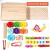 INIFEIDALA Montessori Screwdriver Board Set-Lock and Key ToyWooden Peg Board Beads Sequencing Toy Set view 2