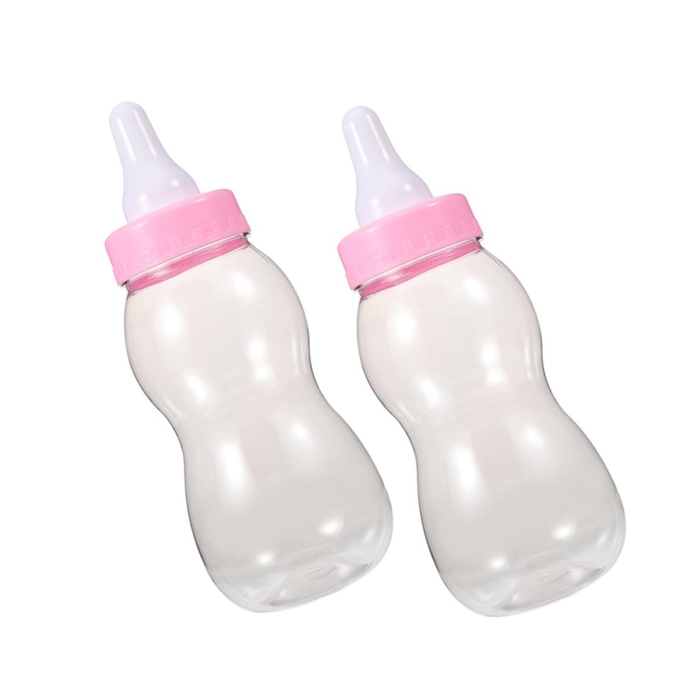 2Pcs Bottle Piggy Bank Transparent Money Box for Cute Shower Favors Engaging Coin Saving Jar Decor Detachable Design for Easy Cleaning High Pink