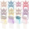 32 Pcs Star Princess Fairy Wands Kit Include 16 Glitter Star Fairy Wizard Angel Wands16 Sequin Princess Kids Crown Headbands for Cosplay Accessories Birthday Party Gifts view 1