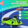 360 Degrees Rotating Ride On Drift Car, 24V Electric Drifting Go Kart for Kids W/24V Brushless MotorReplacement Wheels, 3-7.5mph Speed, Flashing Lights, Flag, Music,Bluetooth,Green view 2