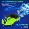 360 Degrees Rotating Ride On Drift Car, 24V Electric Drifting Go Kart for Kids W/24V Brushless MotorReplacement Wheels, 3-7.5mph Speed, Flashing Lights, Flag, Music,Bluetooth,Green view 3