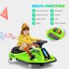 360 Degrees Rotating Ride On Drift Car, 24V Electric Drifting Go Kart for Kids W/24V Brushless MotorReplacement Wheels, 3-7.5mph Speed, Flashing Lights, Flag, Music,Bluetooth,Green view 4