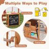 Costzon Kids Gas Station Playhouse, Outdoor Pretend Playset with Gas Refueling Guns, Chalkboards & Storage Shelves, Cedar Wooden Kids Playhouse with Canopy, Role Play Toy for Aged 3+ view 2