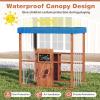 Costzon Kids Gas Station Playhouse, Outdoor Pretend Playset with Gas Refueling Guns, Chalkboards & Storage Shelves, Cedar Wooden Kids Playhouse with Canopy, Role Play Toy for Aged 3+ view 3