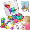 3 otters Travel Magnetic Tiles with Case, 44PCS Mini STEM Toys Travel Magnetic Building Blocks for Kids Christmas Party Birthday Gift Classroom Prize view 1