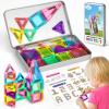 3 otters Travel Magnetic Tiles with Case, 25PCS Mini Travel Magnetic Building Blocks STEM Toys for Boys Girls Birthday Party Gift Classroom Prizes Christmas view 1