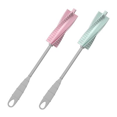 2Pcs Bottle Brush Long Handle Feeding Bottle Cleaning Brush with Slip for Nipple and Pacifier for High Temperature