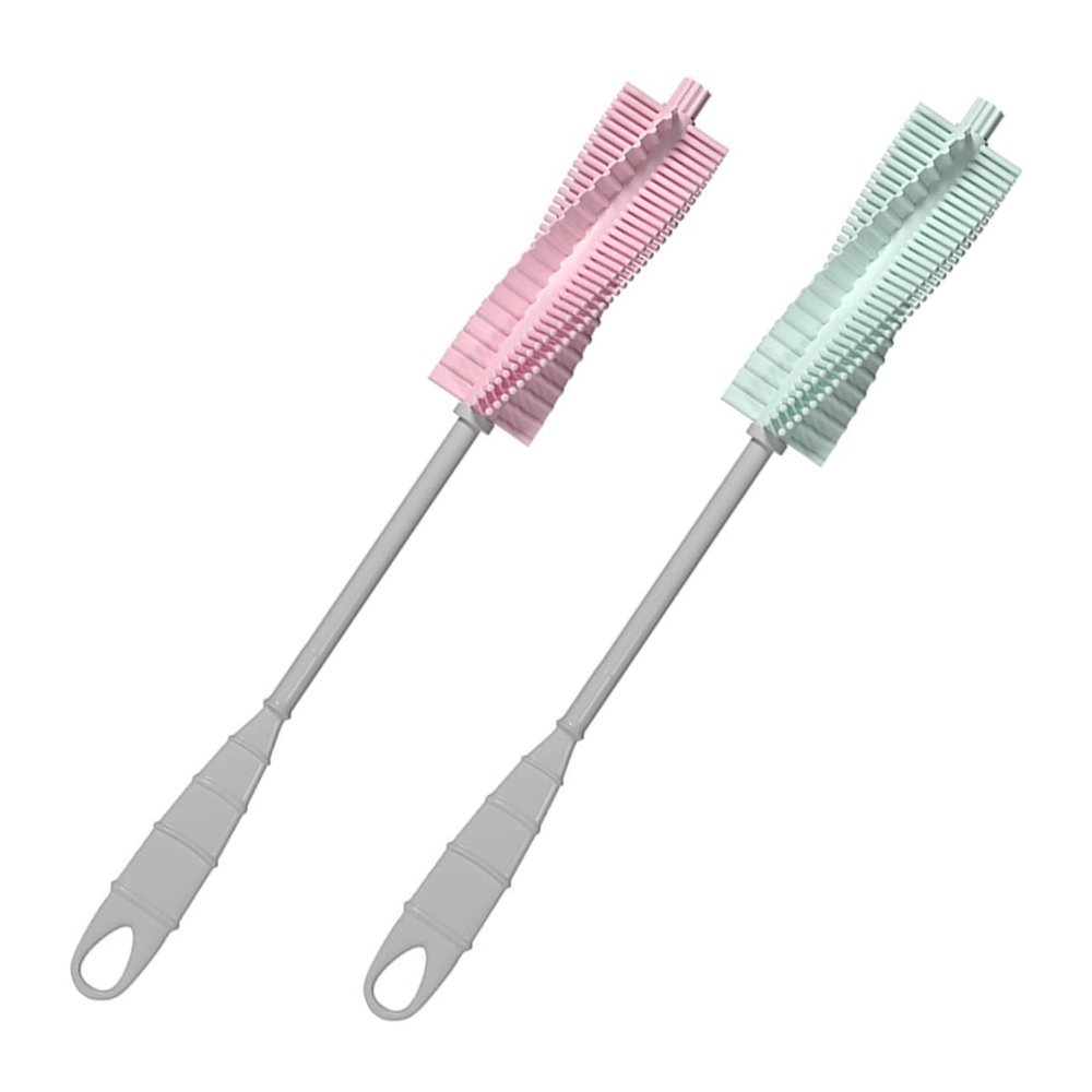 2Pcs Bottle Brush Long Handle Feeding Bottle Cleaning Brush with Slip for Nipple and Pacifier for High Temperature
