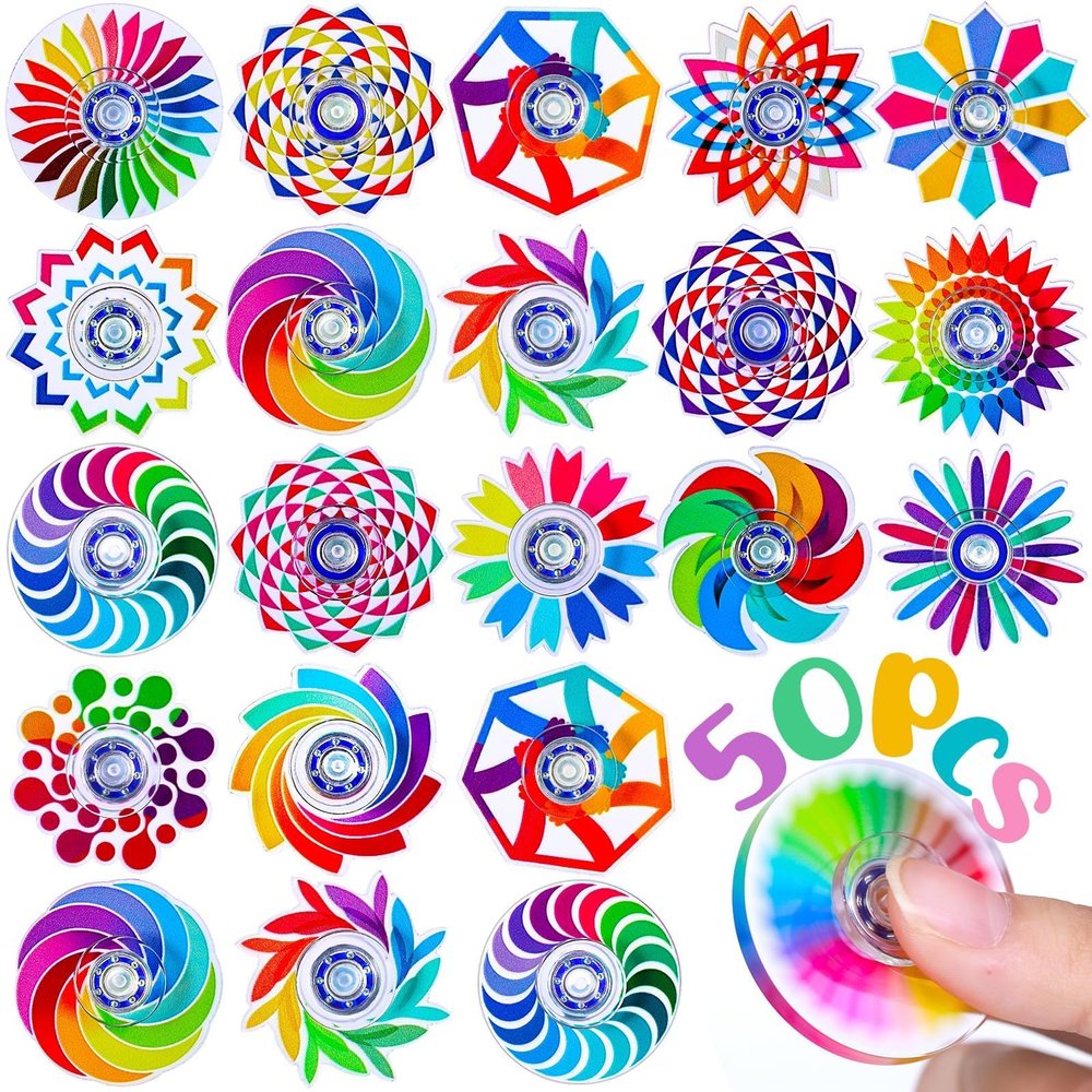 50 Pack Fidget Spinner for Kids Easter Basket Stuffers Mini Sensory Fidget Toys Bulk Adults Kid with Autism ADHD, Prefilled Easter Egg Fillers Anxiety Toys Stress Relief Bulk Gifts Classroom Prizes