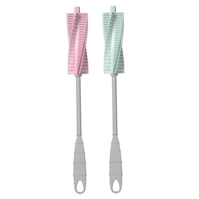 2Pcs Rotatable Bottle Brush Portable Cleaning Tool for Feeding Bottles Scrubbing Colors for Travel and Home Use