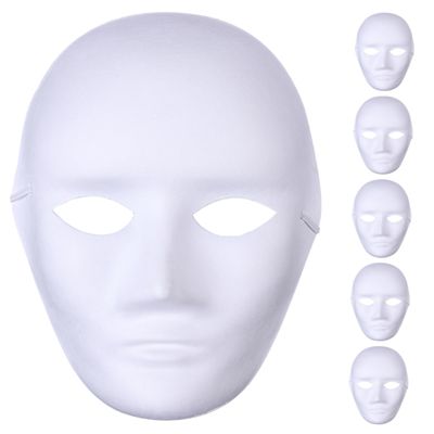 6Pcs DIY Blank Pulp Masks for Hand Painted Unpainted Masks for Creative Personalization for Birthday Carnival Masquerade and Holiday Parties