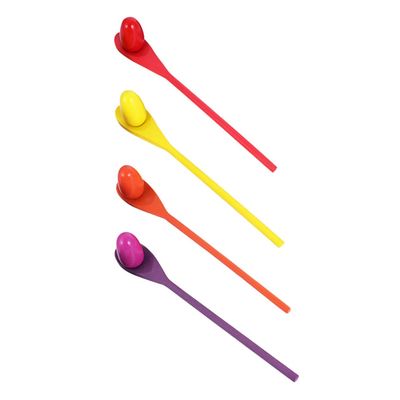 4Set Wooden Egg and Spoon Race Game Outdoor Balance Training Tool for Fun Party Game for Birthdays and Family Gatherings