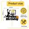 13th Birthday Basketball Cake Topper - Black & Gold Glitter Dunking Player with Hoop & Ball for Boys' Sports Parties view 2