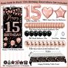 15th Birthday Decorations for Girls, Rose Gold and Black Happy 15th Birthday Decorations Girl, 15th Bday Banner Door Backdrop Balloons Tablecover Number 15 Balloon, 15 Year Old Girl Bday Party Decor view 2