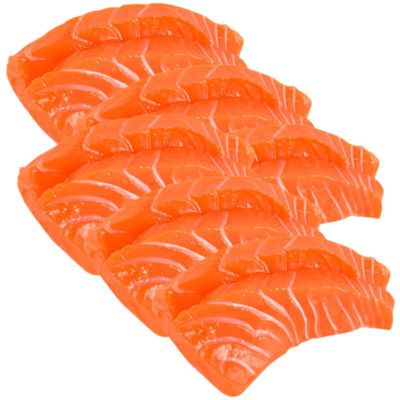 LRXIYODE 6Pcs Simulated Salmon Slices Model Lifelike Artificial Food Prop for Home Decor Kitchen Supermarket and Photography Realistic Fake Salmon for Display and Educational Use