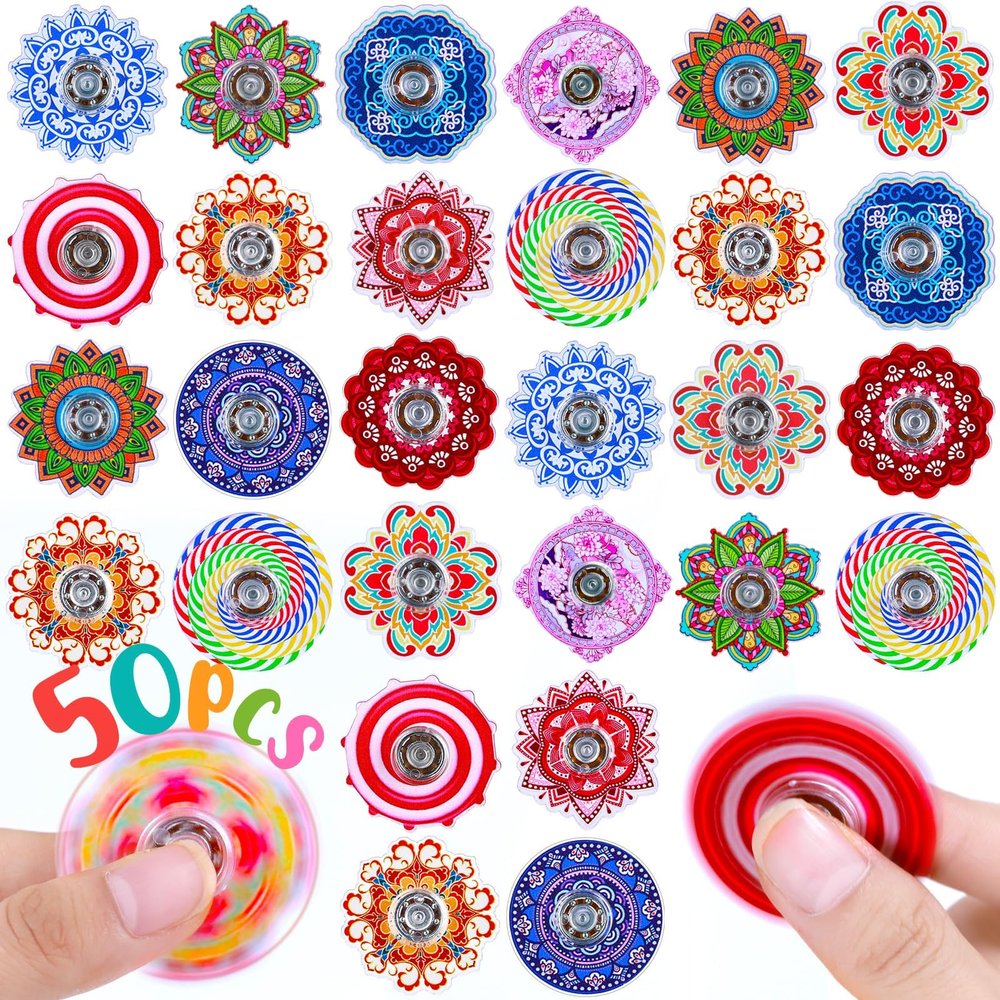 50 Pack Fidget Spinner for Kids, Mini Sensory Fidget Toys Bulk Adults Kids with Autism ADHD, Valentines Day Gifts Anxiety Toys Stress Relief Fidgets Valentines Basket Stuffers Classroom Prizes