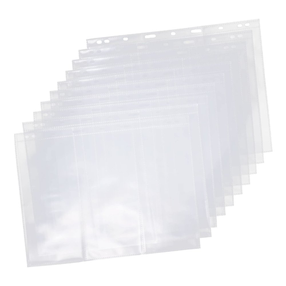 10Pcs Currency Collection Album Pages Multi Functional Loose Leaf Design for Paper Currency Tickets and Transparent Sleeves for Stamps