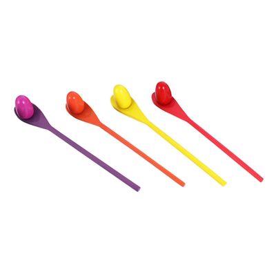 BESPORTBLE 4Set Egg and Spoon Balance Game for Wooden Egg Relay Race Game for Parties and Outdoor Fun Develops Coordination and Balance Skills