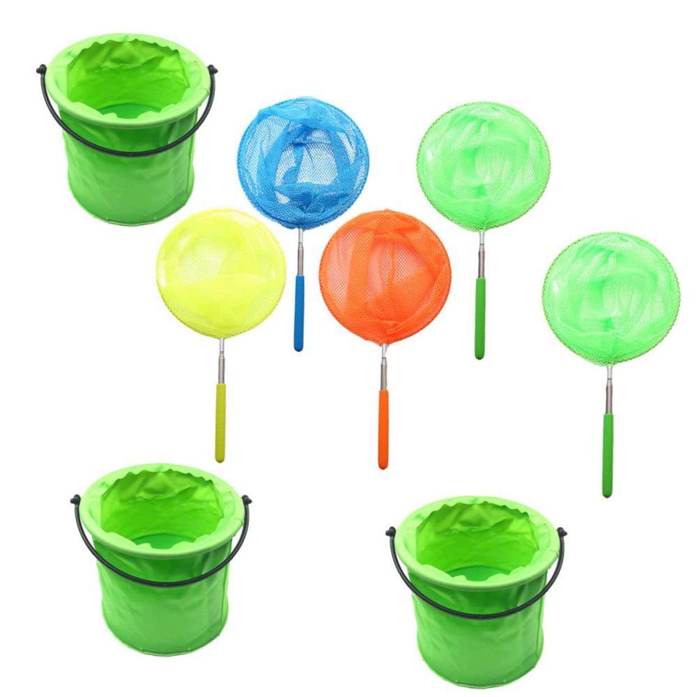 BESPORTBLE 1Set Catching Telescopic Insect and Fishing Nets with Nets Folding Buckets for for and Fish Catching Activities