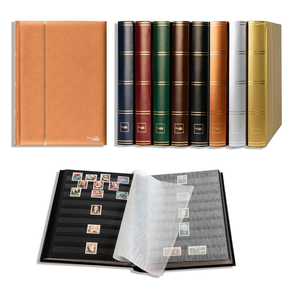 Prophila Metallic Edition Stamp Album (new) 64 Black Sides, Padded Bronze Cover