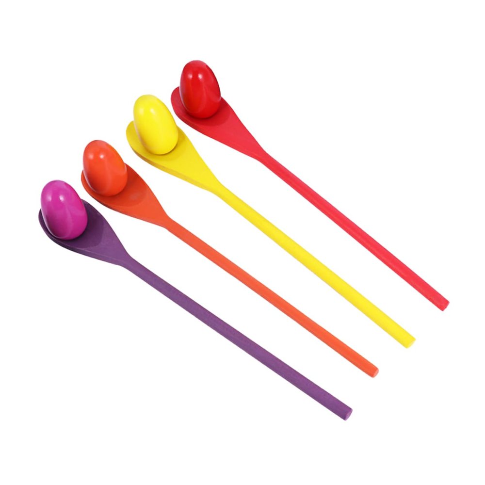 BESTonZON 4Set Wooden Egg Spoon Balance Game Outdoor Relay Race for Adults Fun for Parties and Family Gatherings
