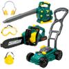 TeganPlay Kids Leaf Blower, Toy Chainsaw, and Lawn Mower Set | Realistic Toddler Landscaping Power Tools with Sound and Action| Includes Safety Goggles Mask and Earmuffs view 1