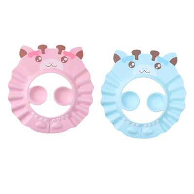 2pcs Adjustable Waterproof Ear Protection Shampoo Caps for Kids EVA Bathing Shower Hat Set for Children and Toddlers for Bath Time