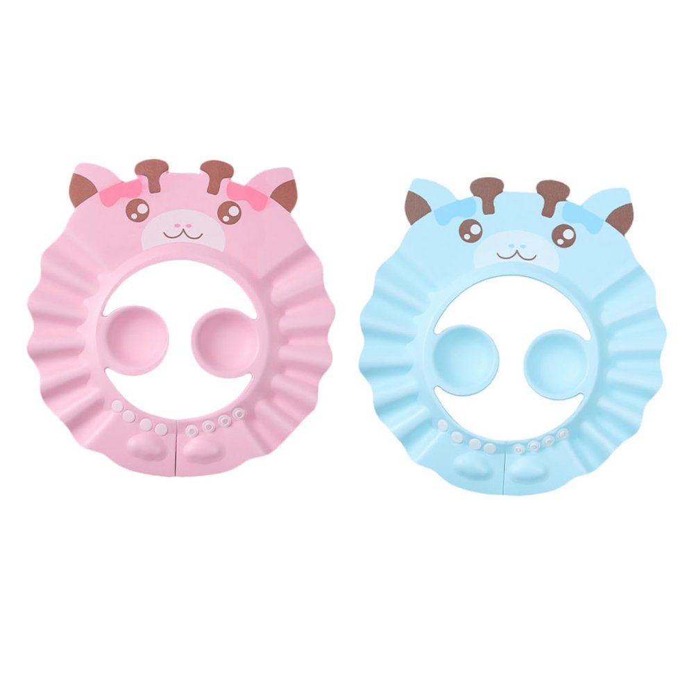 2pcs Adjustable Waterproof Ear Protection Shampoo Caps for Kids EVA Bathing Shower Hat Set for Children and Toddlers for Bath Time