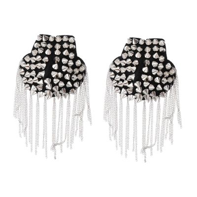 KONTONTY 2pcs Fashionable Tassel Chain Epaulet Shoulder Boards Costume Accessories Elegant Punk Style Epaulet for Suit