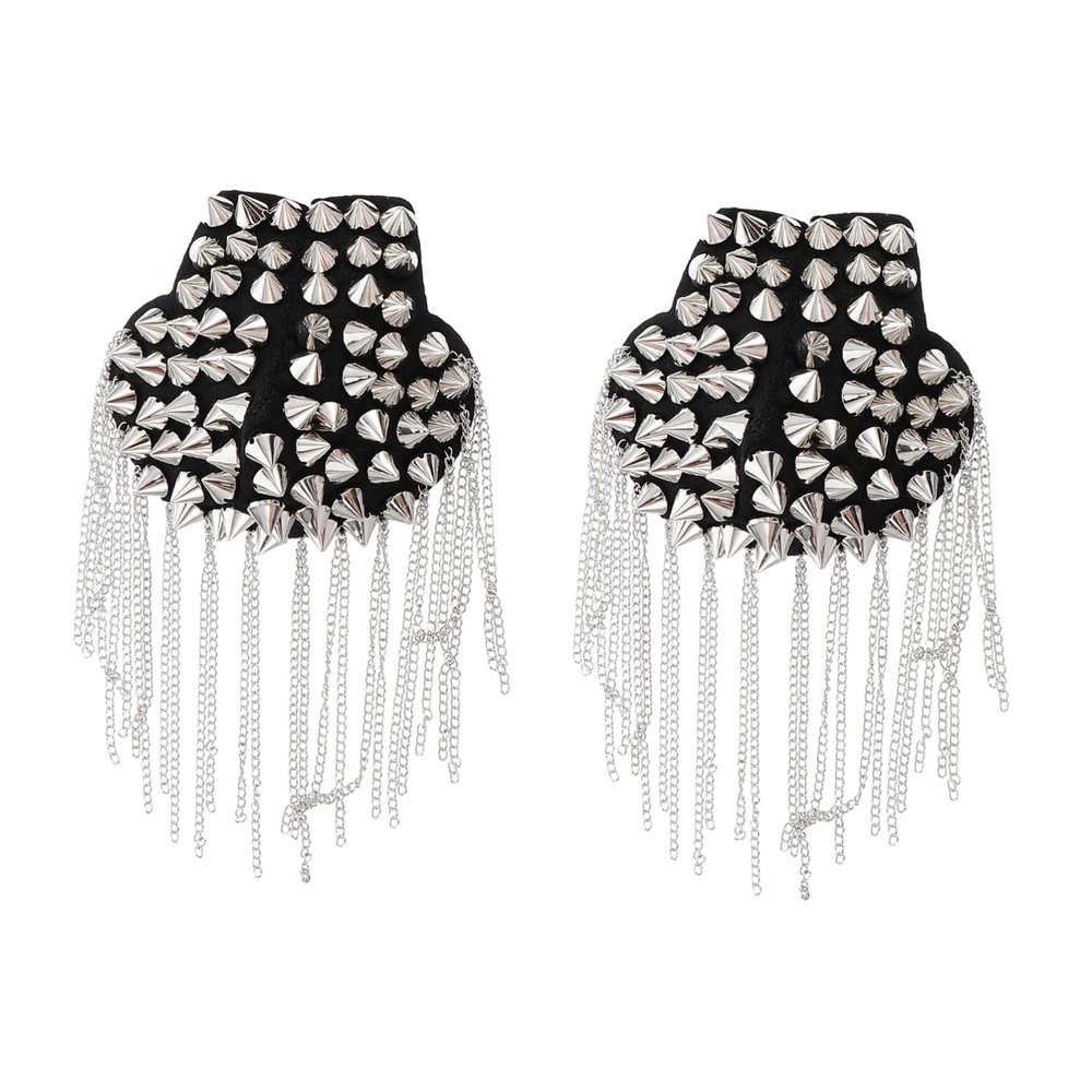 KONTONTY 2pcs Fashionable Tassel Chain Epaulet Shoulder Boards Costume Accessories Elegant Punk Style Epaulet for Suit