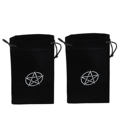 Abaodam Pentacle Pattern Tarot Cards Storage Bag Set of 2 Lint Drawstring Holder for Tarot Game Lovers Soft Fabric Pouch Compact and Lightweight Design