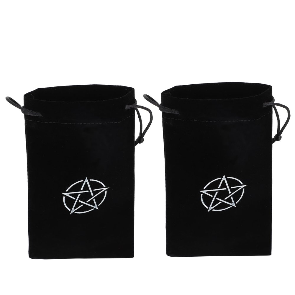Abaodam Pentacle Pattern Tarot Cards Storage Bag Set of 2 Lint Drawstring Holder for Tarot Game Lovers Soft Fabric Pouch Compact and Lightweight Design