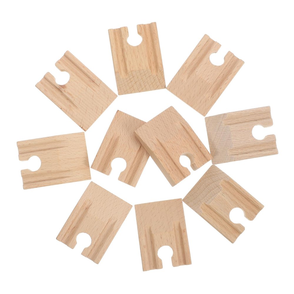 BESPORTBLE 10pcs Wooden Train Track Accessories Compatible Train Straight Track Series Educational Toy for Boys and Girls Model Railway Scene Building